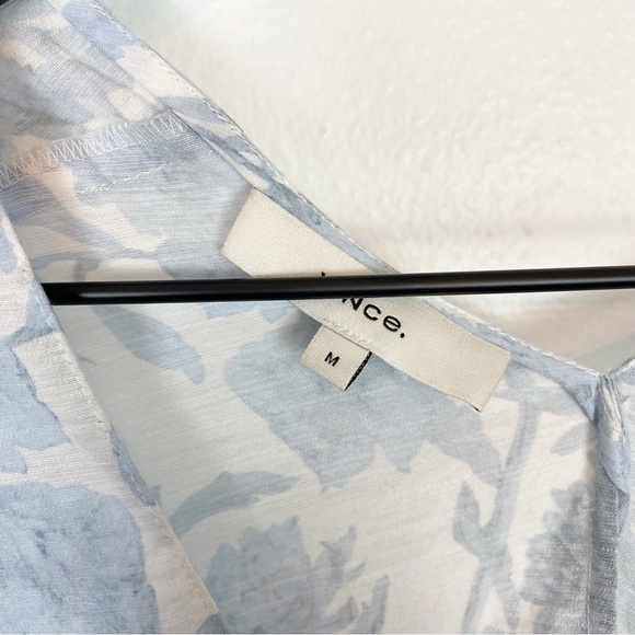 Vince Dahlia Print Long Bell Sleeves Double V Neck Rayon Flowy Maxi Dress - Picture 10 of 12